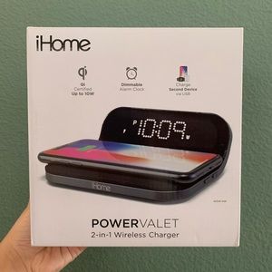iHome 2-in-1 Wireless Charging Alarm Clock with USB Port Power Valet